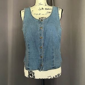 Liz Claiborne cotton denim blue vest